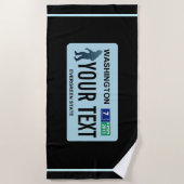Washington Sasquatch License Plate Strandtuch (Vorderseite)
