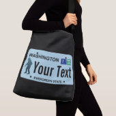Washington Sasquatch License Plate Tragetaschen Mit Langen Trägern (Von Nahem)