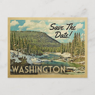 Washington Save the Date Mountains River Snow Ankündigungspostkarte