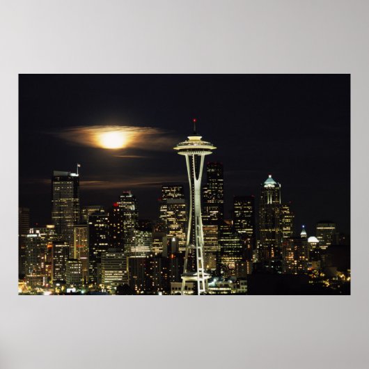 Washington, Seattle, Skyline at night from Kerry 2 Poster (Vorne)