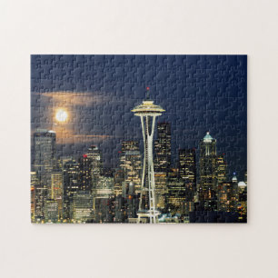 Washington, Seattle, Skyline bei Nacht von Kerry 1 Puzzle