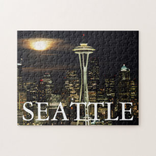 Washington, Seattle, Skyline bei Nacht von Kerry 2 Puzzle