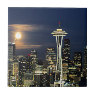 Washington, Seattle, Skyline nachts ab Kerry 1 Fliese