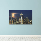 Washington, Seattle, Skyline nachts ab Kerry 1 Leinwanddruck (Insitu (Holzboden))