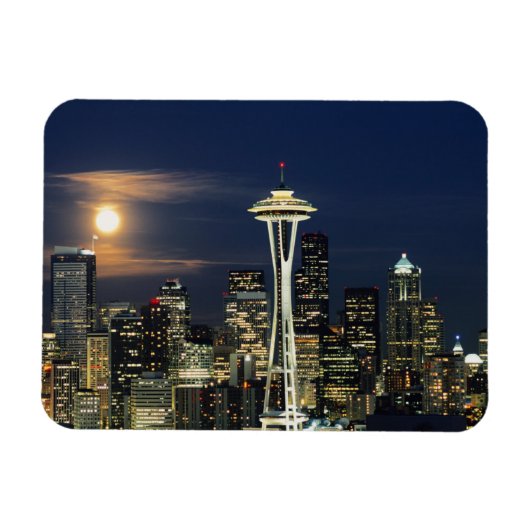 Washington, Seattle, Skyline nachts ab Kerry 1 Magnet (Horizontal)