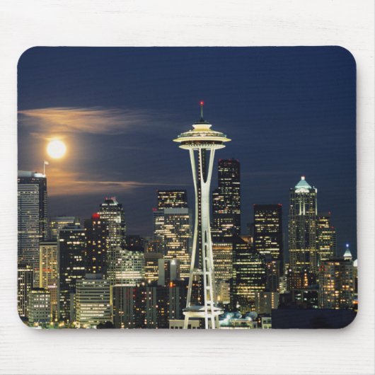 Washington, Seattle, Skyline nachts ab Kerry 1 Mousepad (Vorne)