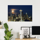 Washington, Seattle, Skyline nachts ab Kerry 1 Poster (Heimbüro)