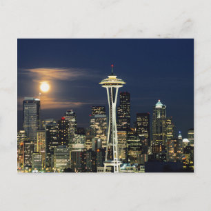 Washington, Seattle, Skyline nachts ab Kerry 1 Postkarte