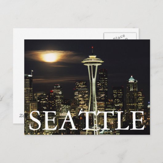Washington, Seattle, Skyline nachts ab Kerry 2 Postkarte (Vorne/Hinten)