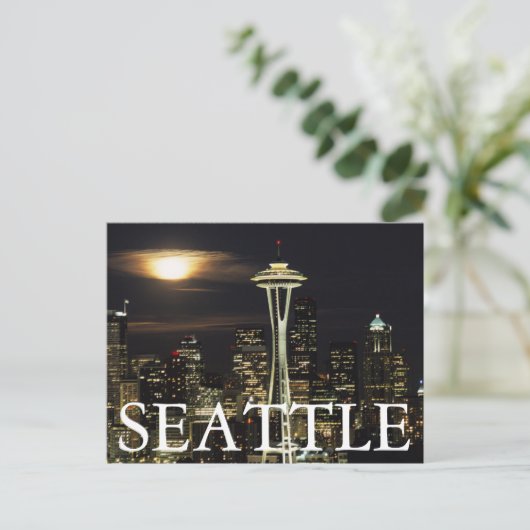 Washington, Seattle, Skyline nachts ab Kerry 2 Postkarte (Stehend Vorderseite)