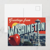 Washington Seattle Space Needle Apfel Postkarte (Vorne/Hinten)
