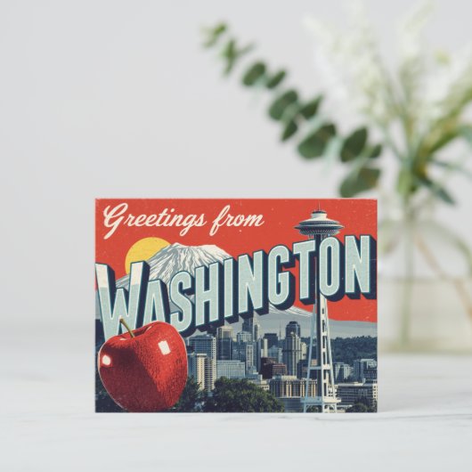 Washington Seattle Space Needle Apple Postkarte (Stehend Vorderseite)