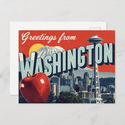 Washington Seattle Space Needle Apple Postkarte (Vorne/Hinten)