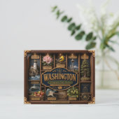 Washington Shadow Box 3D Figurine Staat Postkarte (Stehend Vorderseite)