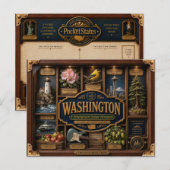 Washington Shadow Box 3D Figurine Staat Postkarte (Vorne/Hinten)