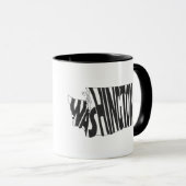 Washington Shaped Staat Name Black Word Art Tasse (VorderseiteRechts)