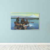 Washington - Sicht auf die Fischer, die einen Lach Leinwanddruck (Insitu (Holzboden))