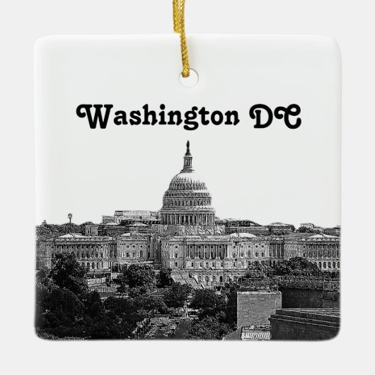 Washington Skyline Etched Keramikornament (Vorderseite)