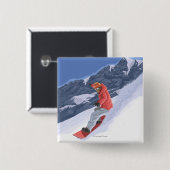 Washington Snowboarding Vintage Travel Poster Button (Vorne & Hinten)
