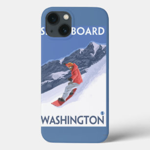 Washington Snowboarding Vintage Travel Poster iPhone 13 Hülle