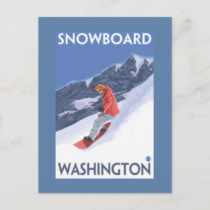 Washington Snowboarding Vintage Travel Poster Postkarte