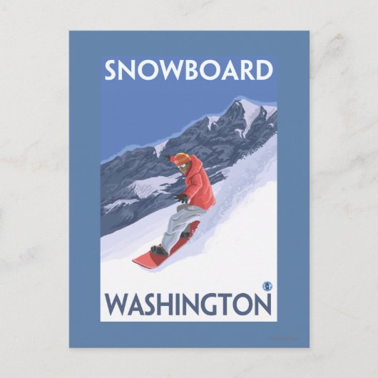 Washington Snowboarding Vintage Travel Poster Postkarte (Vorderseite)