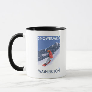 Washington Snowboarding Vintage Travel Poster Tasse