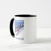 Washington Snowboarding Vintage Travel Poster Tasse (Vorderseite Links)