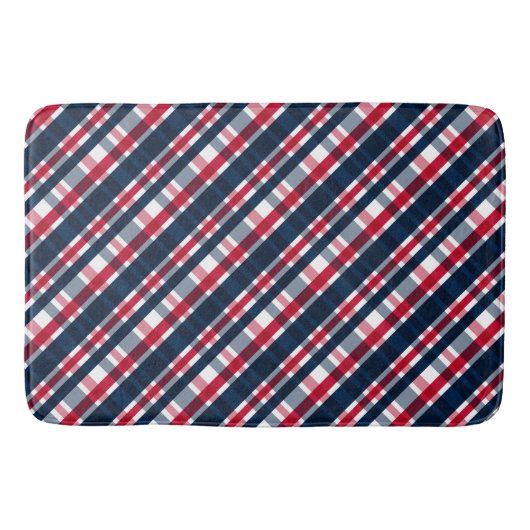 Washington Sports Fan Blue White Red Kariert Badematte (Vorderseite)