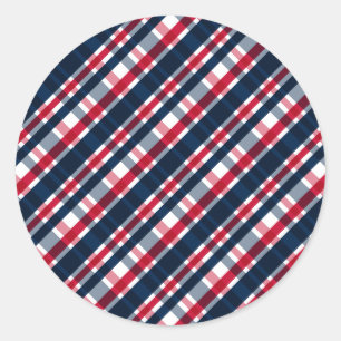 Washington Sports Fan Blue White Red Kariert Runder Aufkleber