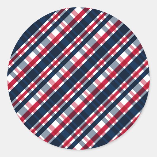 Washington Sports Fan Blue White Red Kariert Runder Aufkleber (Vorderseite)