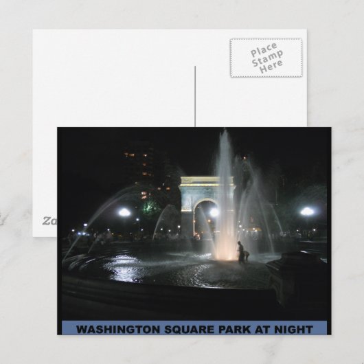 Washington Square Park at Night, Postkarte (Vorne/Hinten)