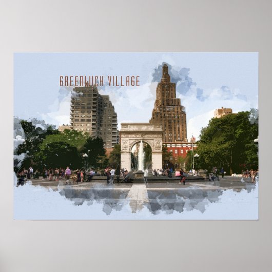 Washington Square Park Greenwich Village mit TEXT Poster (Vorne)