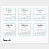 Washington St. Cottage Food Business Backlabel Quadratischer Aufkleber (Blatt)