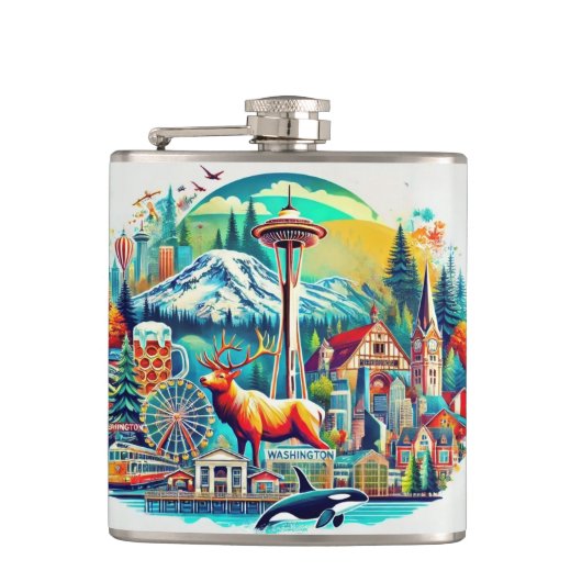 Washington Staat Adventure Flask Flachmann (Vorderseite)