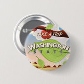 Washington Staat Apple Trevel Poster Cartoon. Button (Vorne & Hinten)