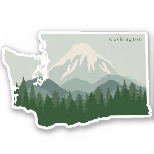 Washington Staat Berg Rainier und Wald Aufkleber (Vorderseite)