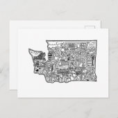 Washington Staat Doodle Postcard Feiertagspostkarte (Vorne/Hinten)