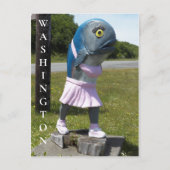 Washington Staat Fish Girl Statue Travel Postkarte (Vorderseite)