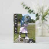 Washington Staat Fish Girl Statue Travel Postkarte (Stehend Vorderseite)
