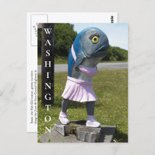 Washington Staat Fish Girl Statue Travel Postkarte