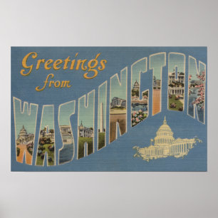 Washington (Staat) - Große Briefmarkenszenen 4 Poster