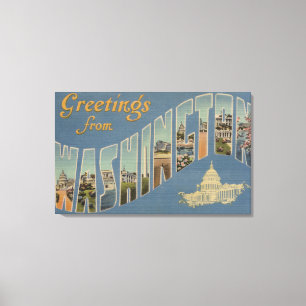 Washington (Staat) - große Buchstabe-Szenen 4 Leinwanddruck