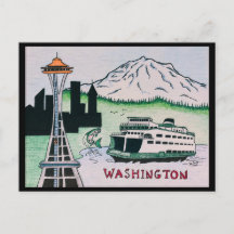 Washington Staat Illustration Postcard