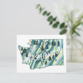 Washington Staat Illustriert Map Postkarte (Stehend Vorderseite)