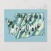 Washington Staat Illustriert Map Postkarte (Vorderseite)