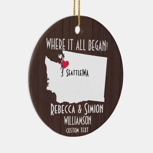 Washington Staat Liebe Custom Map New Couple Keramik Ornament (Rechts)