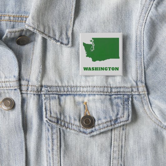 Washington Staat Map Green and White Square Button (Beispiel)