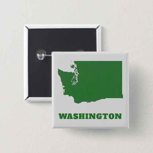 Washington Staat Map Green and White Square Button (Vorne & Hinten)