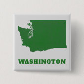 Washington Staat Map Green and White Square Button (Vorderseite)